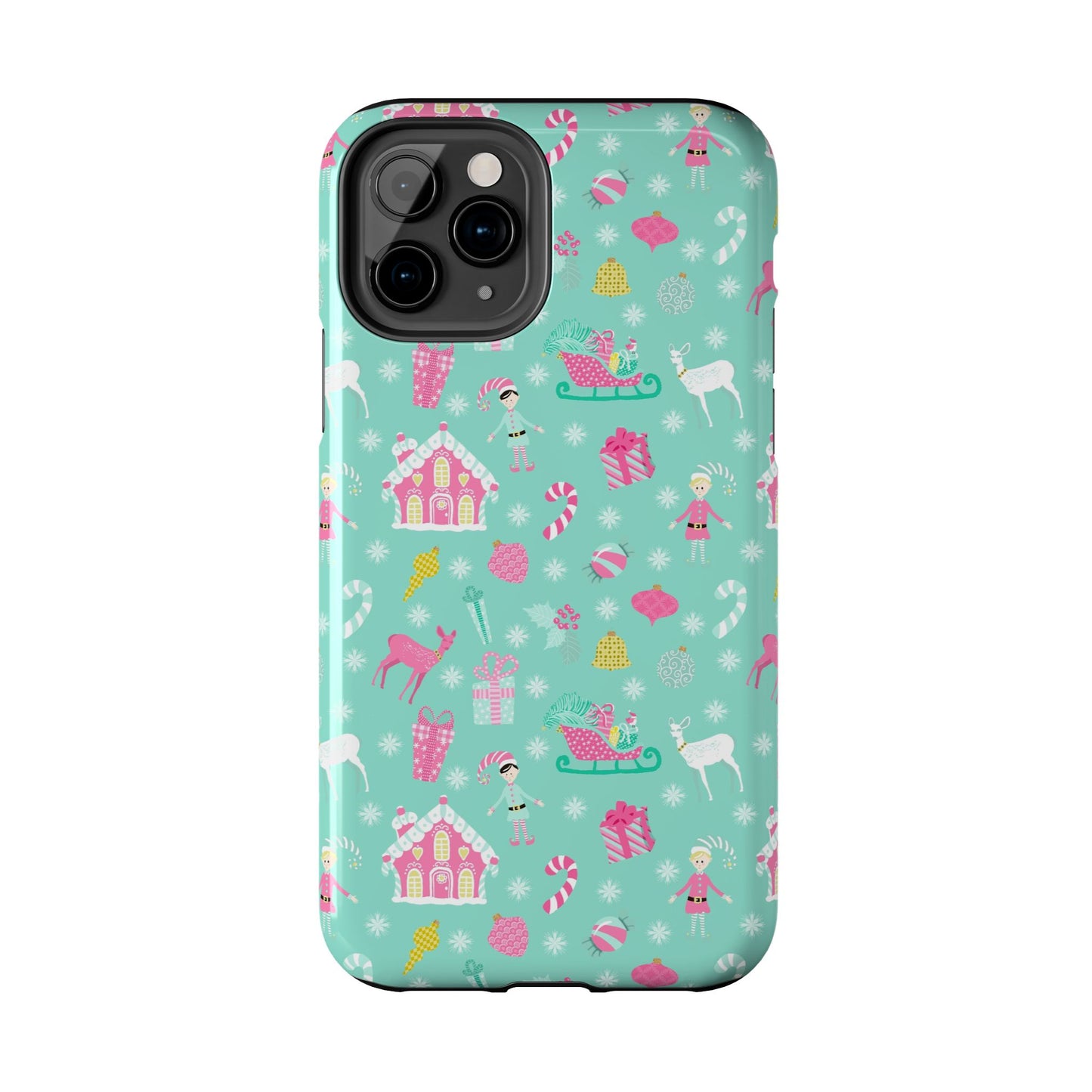 Pastel Christmas on Turquoise Tough Phone Cases