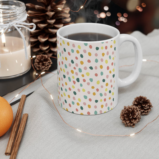 Polka Dot Confetti Ceramic Mug 11oz