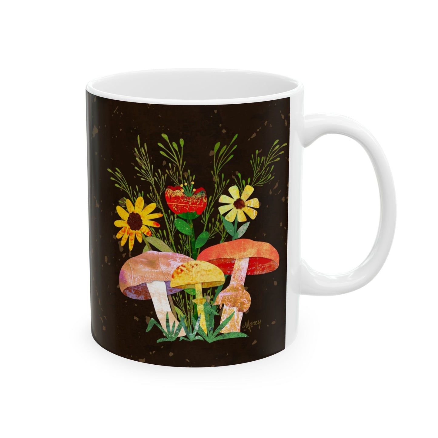 Shrooms n Fleurs Collage Ceramic Mug 11oz & 15oz
