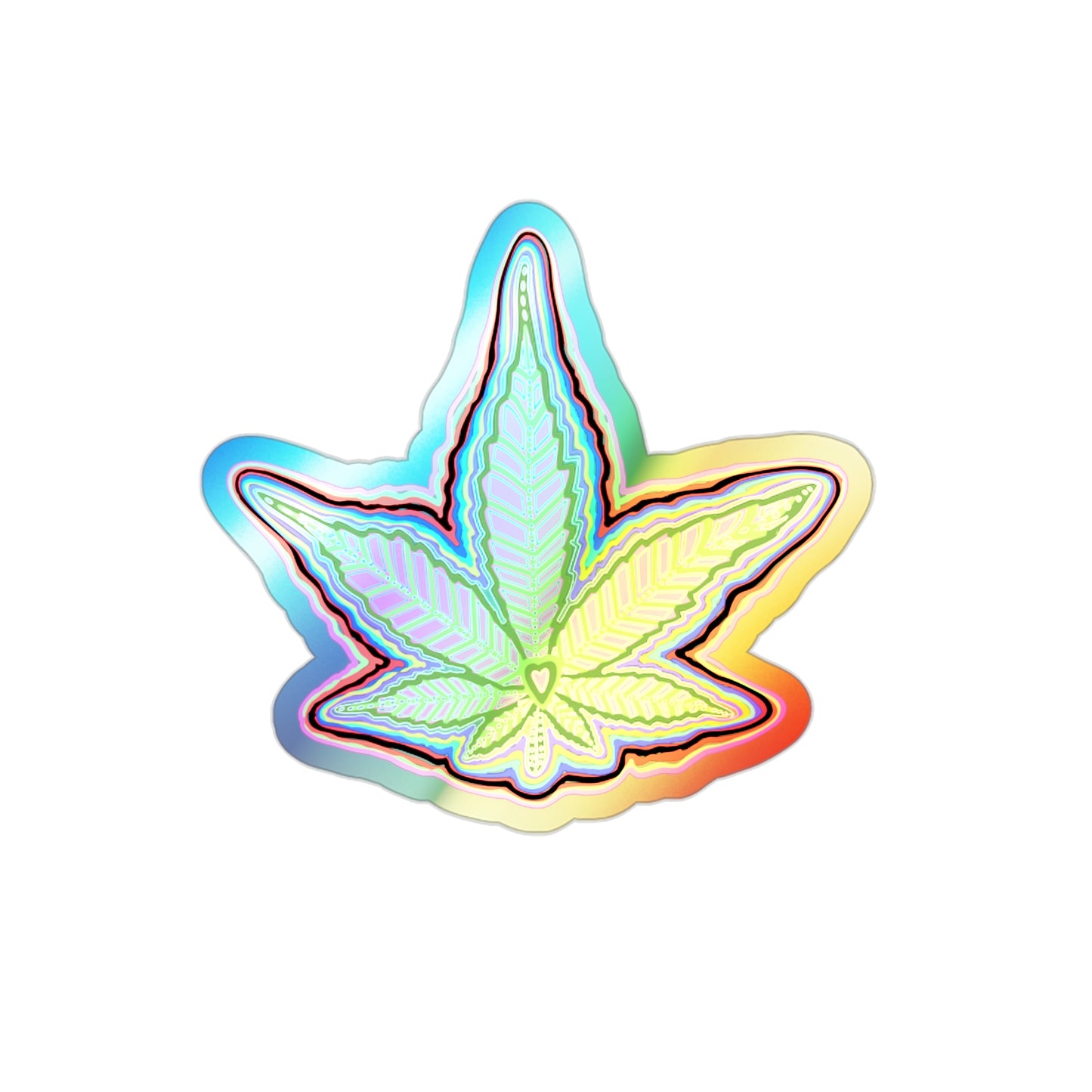 Holographic Colorful Cannabis Leaf Die-cut Stickers