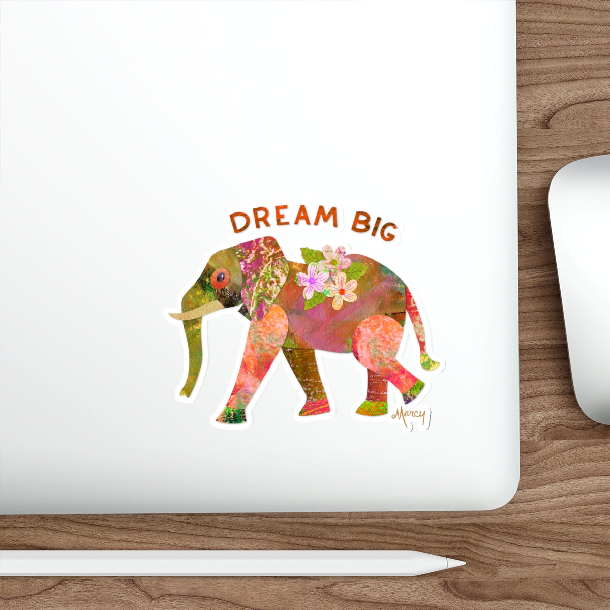 Dream Big Elephant Collage Die Cut Sticker