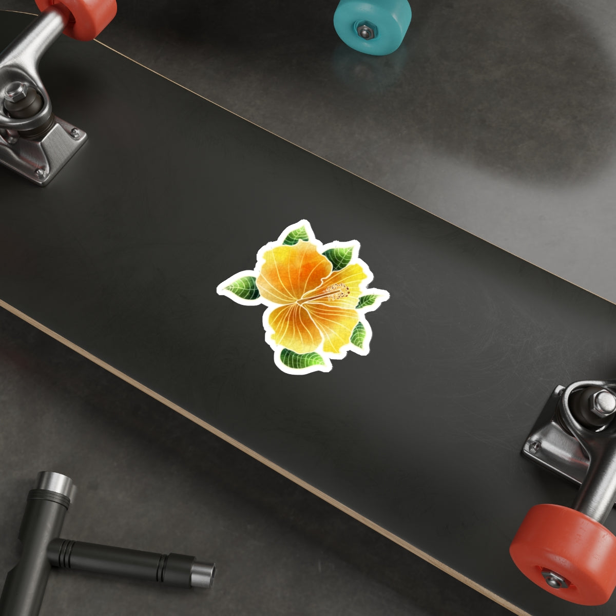 Yellow Hibiscus Die-Cut Stickers