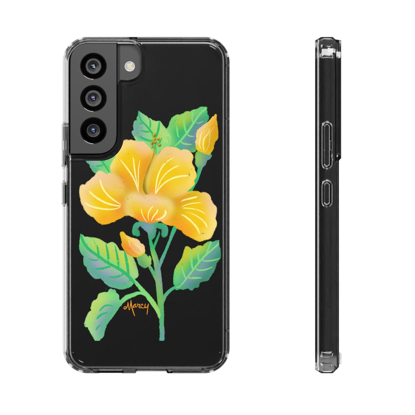 Yellow Hibiscus Blossom Clear Cases