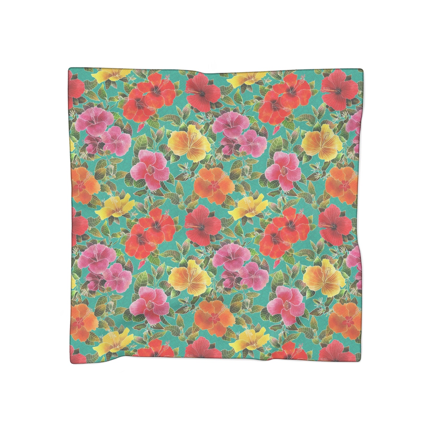 Hibiscus Garden Flowers Square Poly Scarf