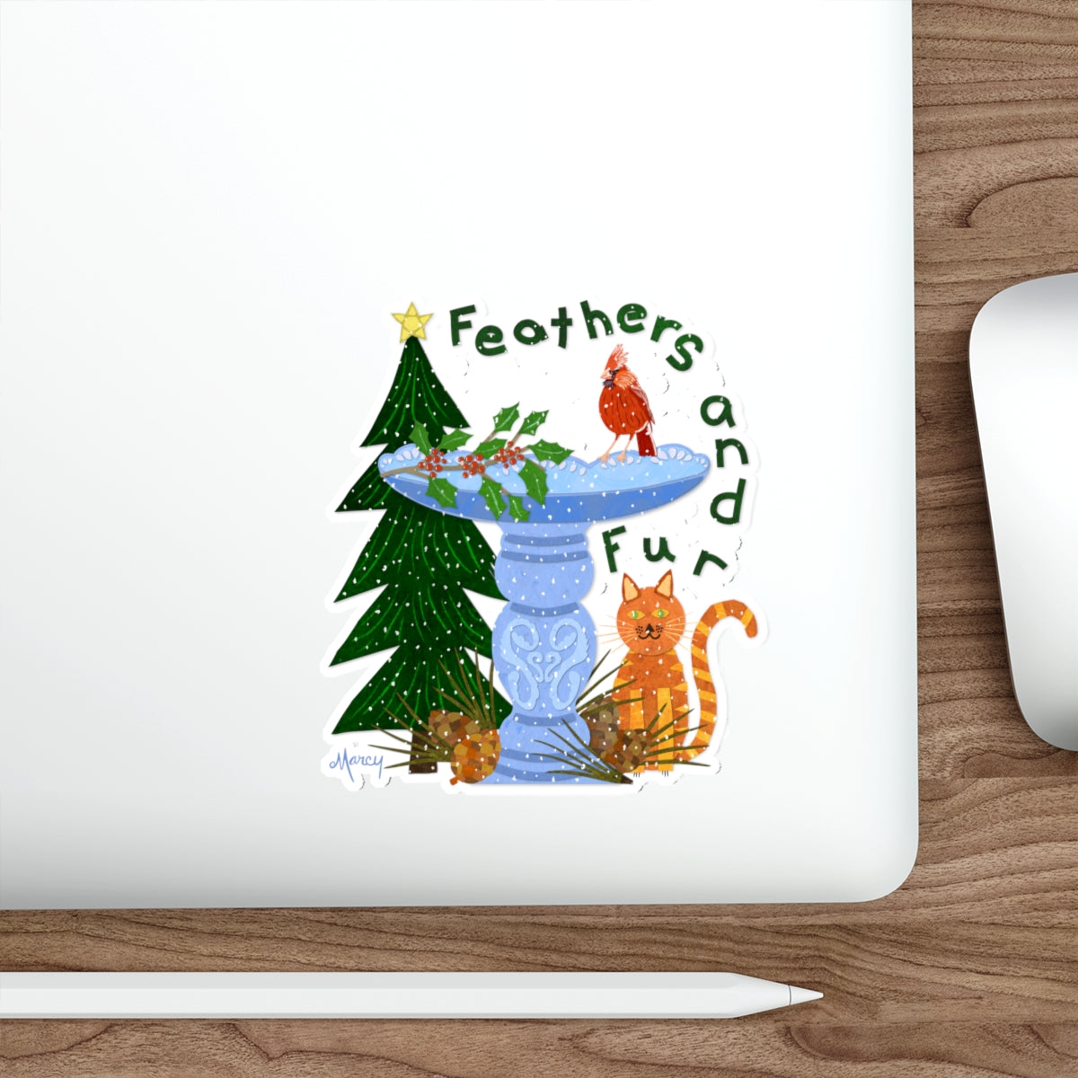 Feathers and Fur Collage Die Cut Sticker