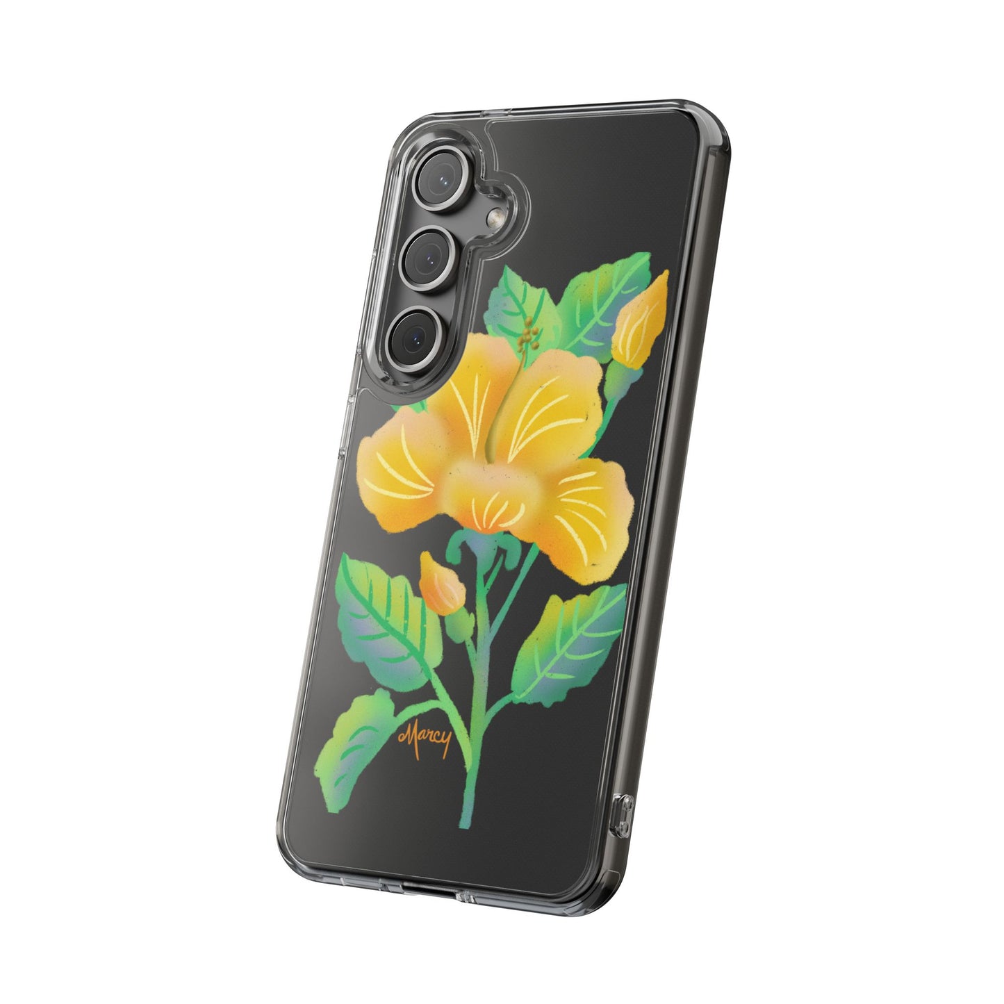 Yellow Hibiscus Blossom Clear Cases