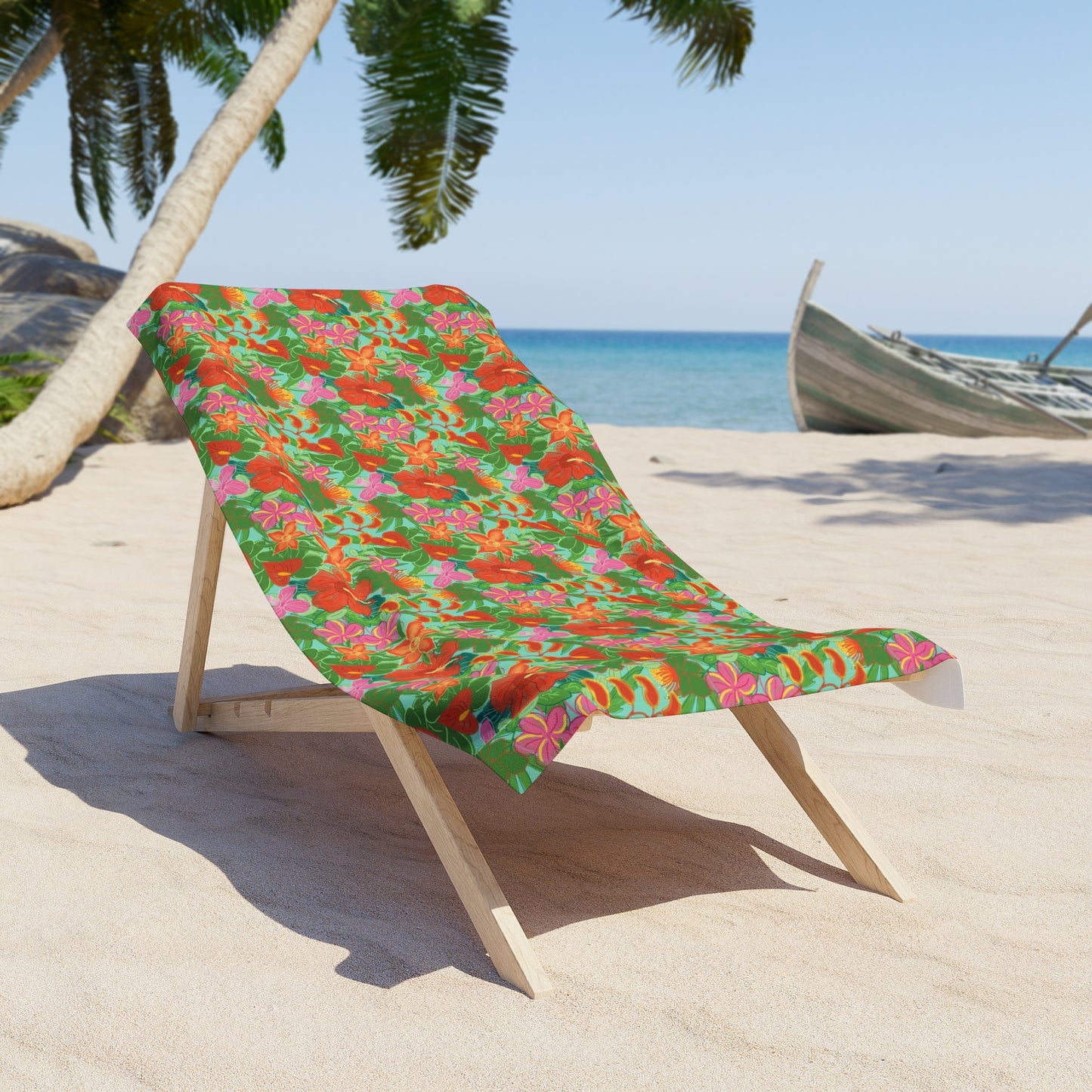 Tropical Flowers Beach Towel