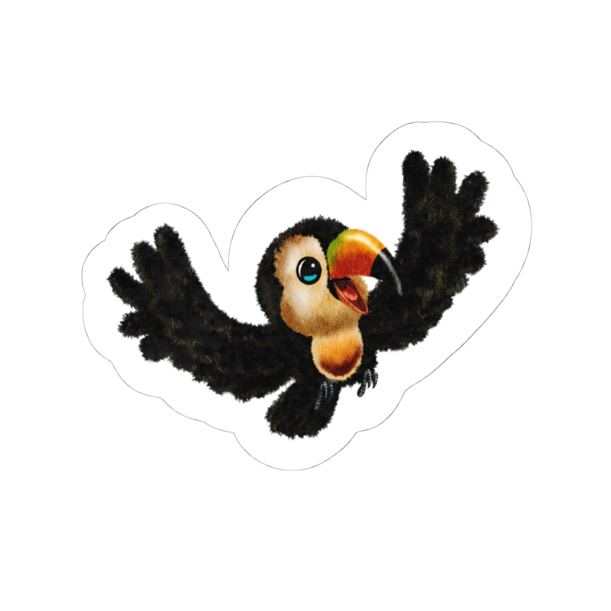 Toucan Kiss-Cut Sticker — Cute Flying Tropical Bird Decal
