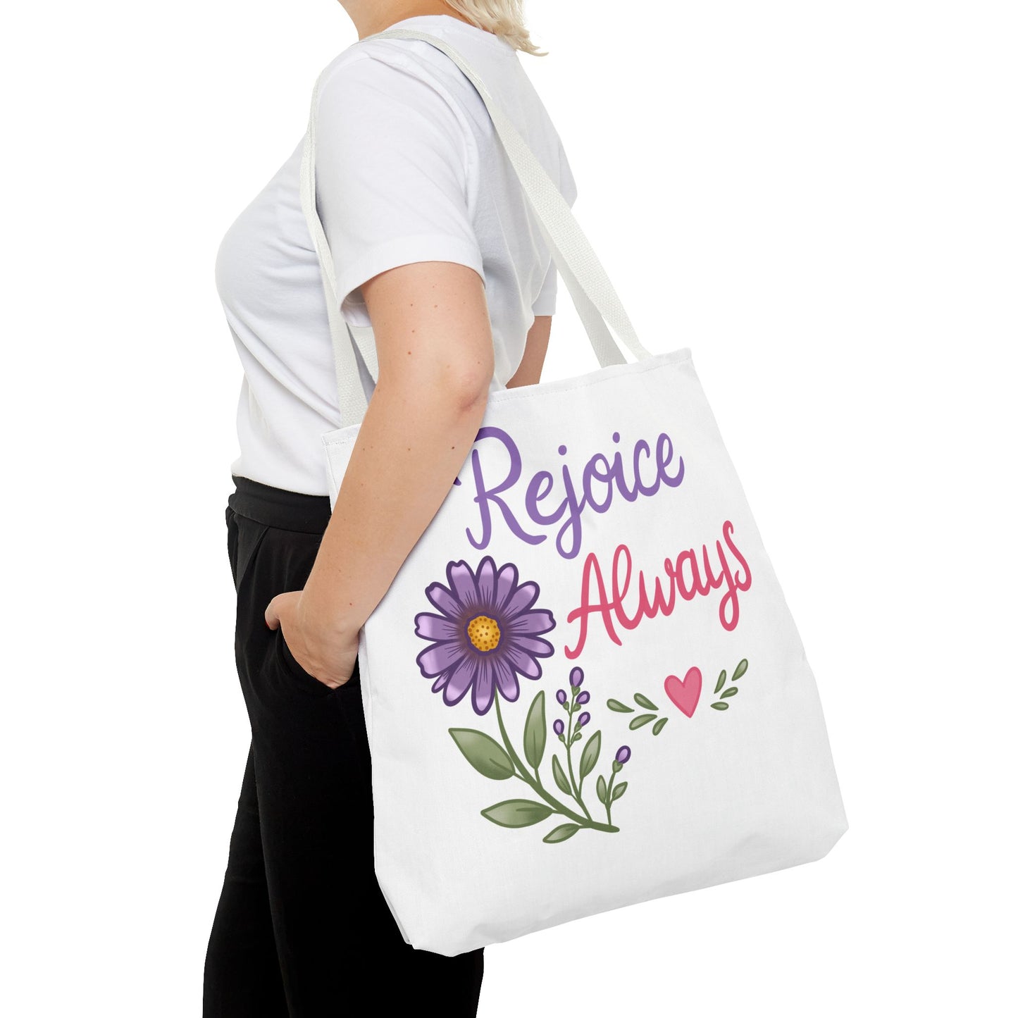 Rejoice Always Floral Tote Bag – Inspirational Scripture Tote