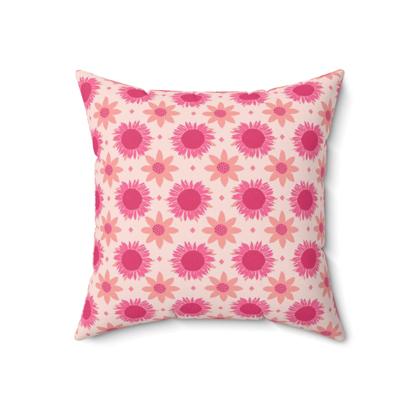 Retro Pink Sunflower Spun Polyester Square Pillow