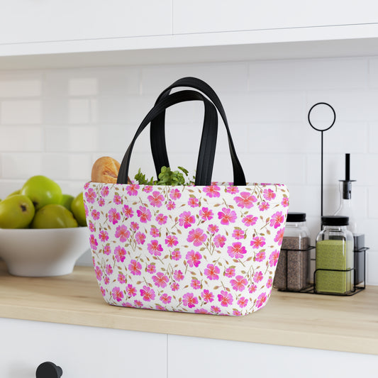 Hot Pink Wild Roses Lunch Bag