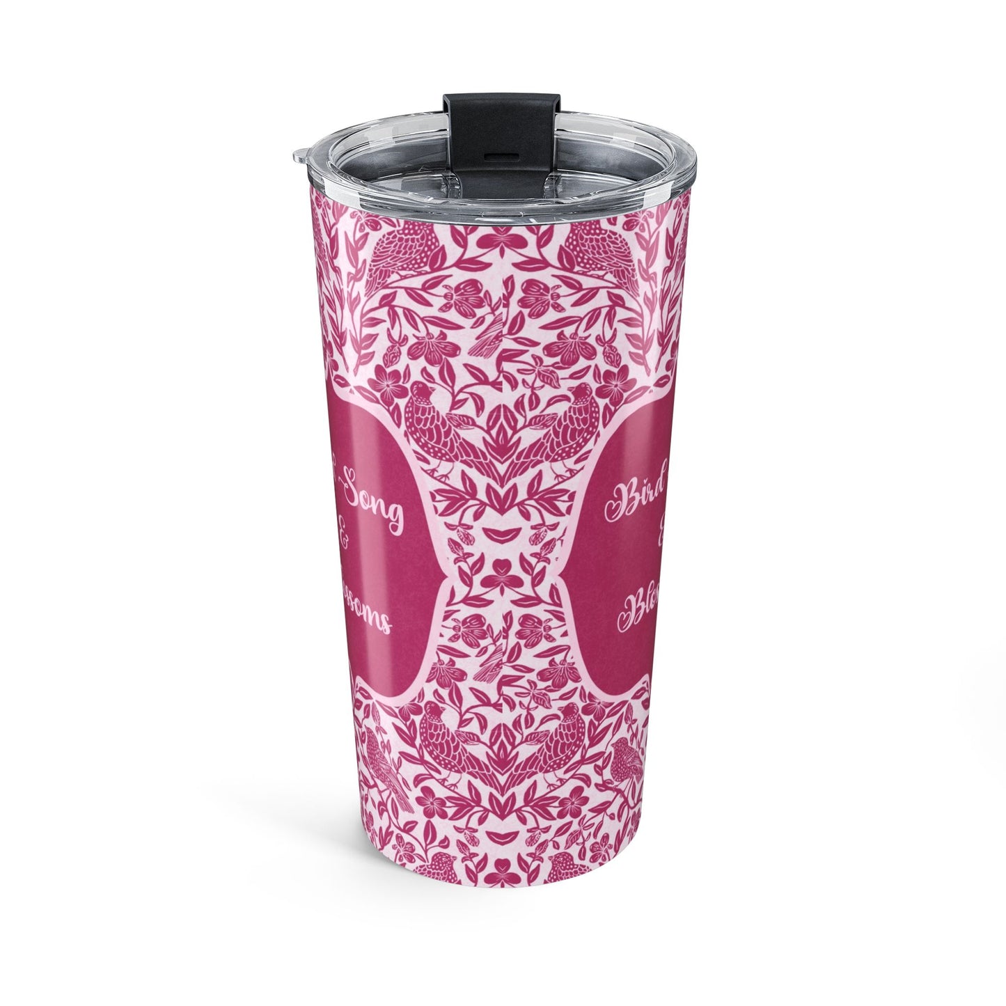 Bird Song & Blossoms 20oz Pink Floral Tumbler — Insulated Travel Cup