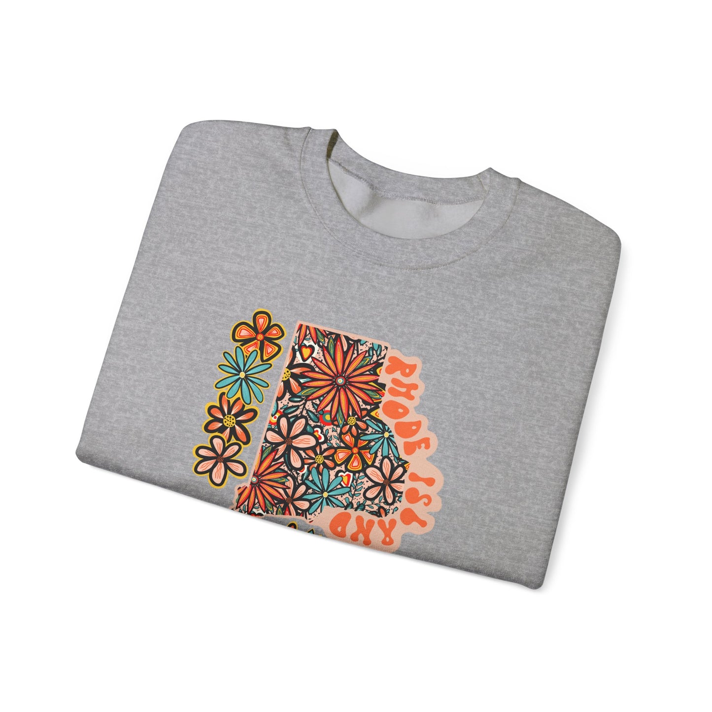 Retro 70s Flowers Rhode Island State Design — Heavy Blend™ Crewneck Sweatshirt