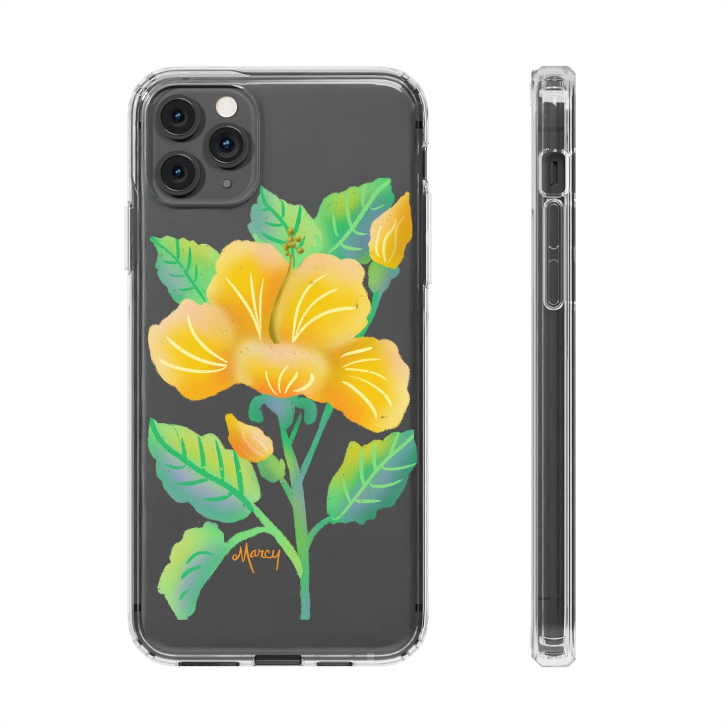 Yellow Hibiscus Blossom Clear Cases