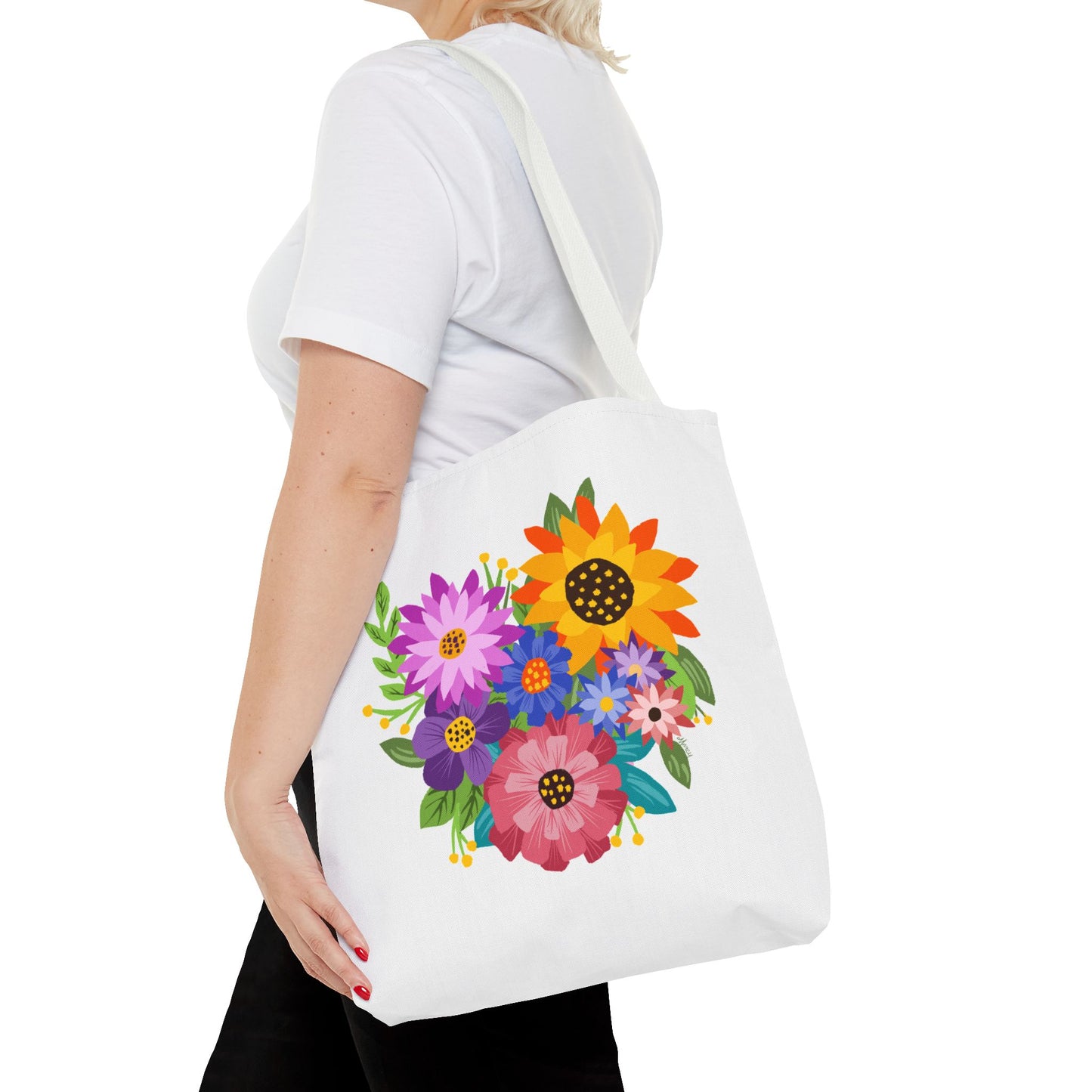 Heart-Shaped Flower Bouquet Tote Bag