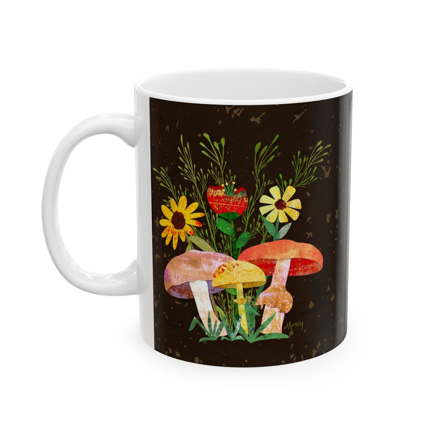 Shrooms n Fleurs Collage Ceramic Mug 11oz & 15oz