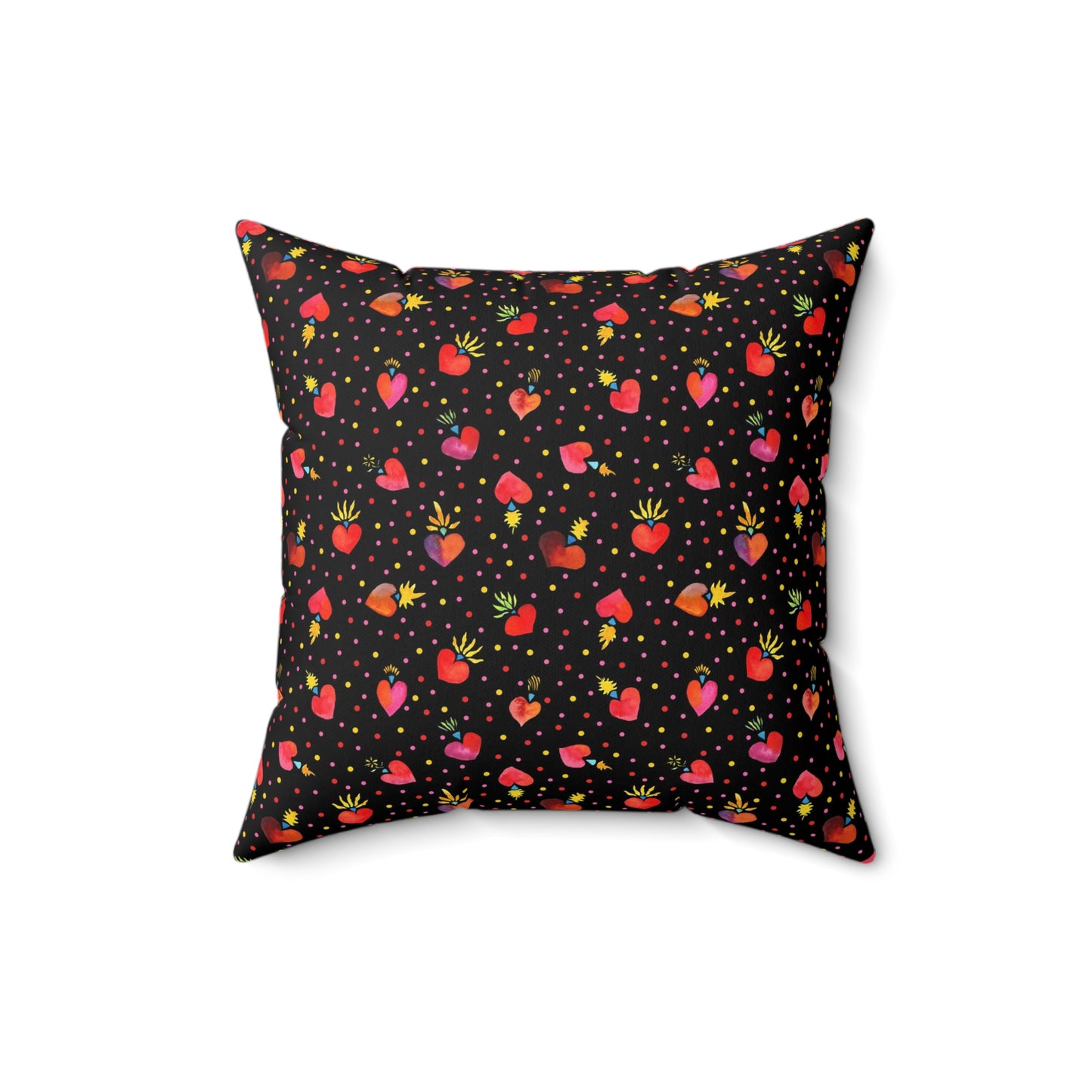 Frida Flaming Hearts Spun Polyester Square Pillow