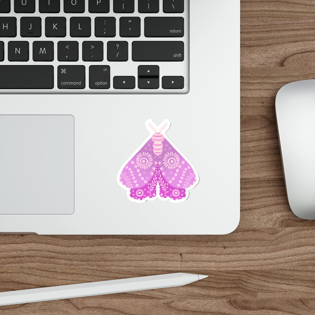Folk Art Moth in Violet and Lavender Die Cut Sticker