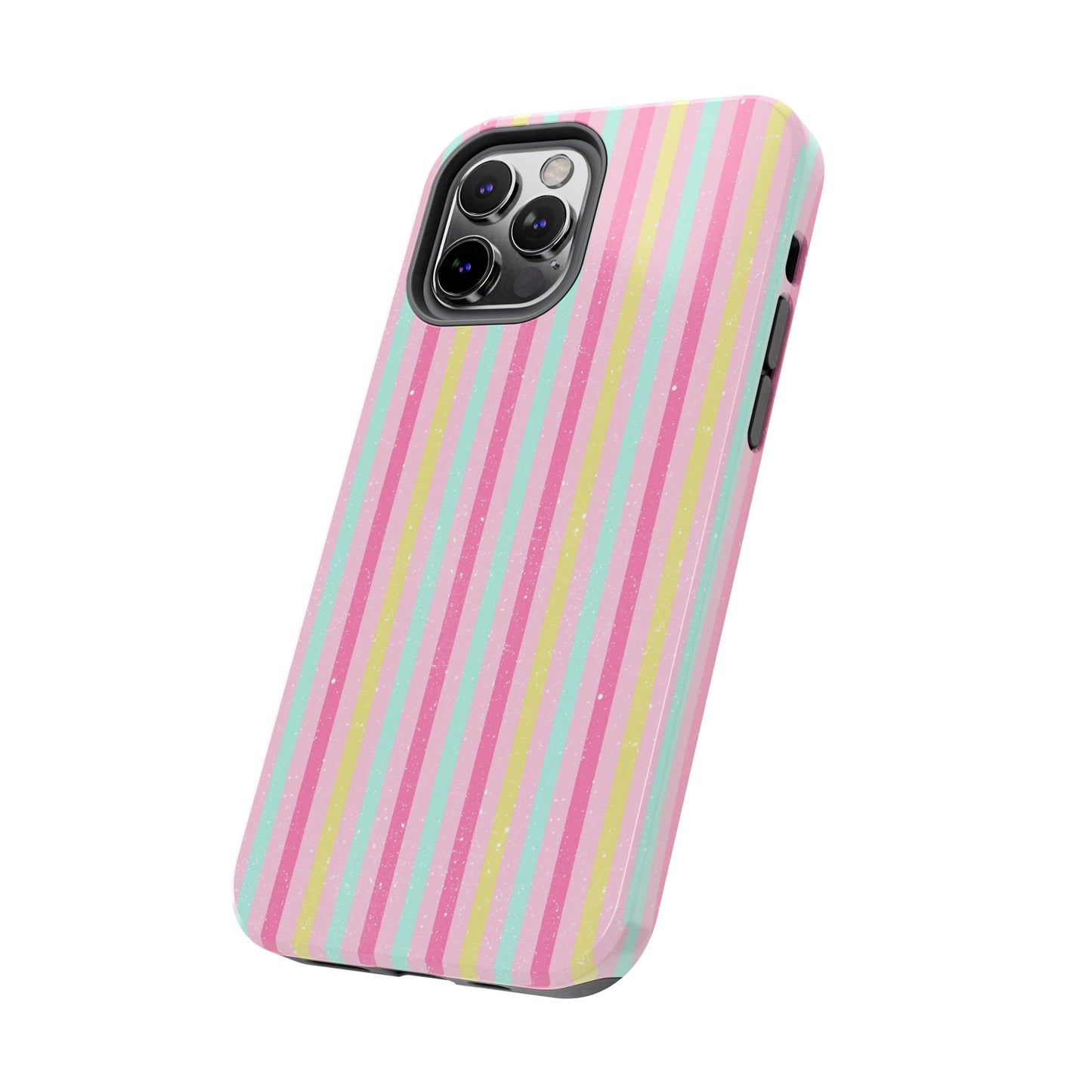 Pastel Christmas Stripes on Pink Tough Phone Cases