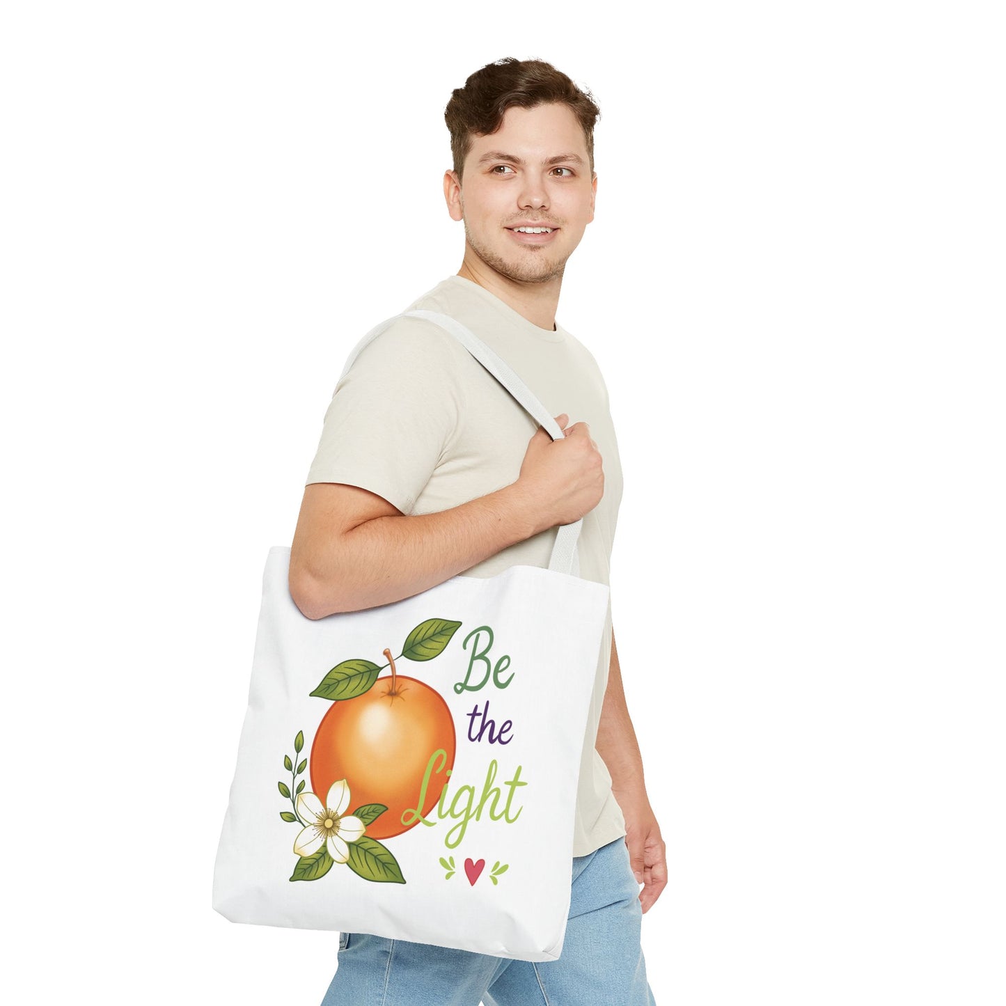 Be the Light Orange Floral Tote Bag