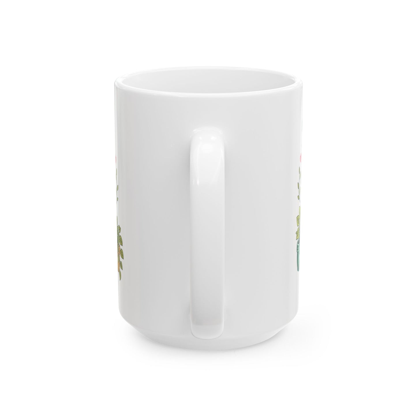 Inspirational Floral Ceramic Mug — "Peace Love Plants" Coffee Cup (11oz & 15oz)