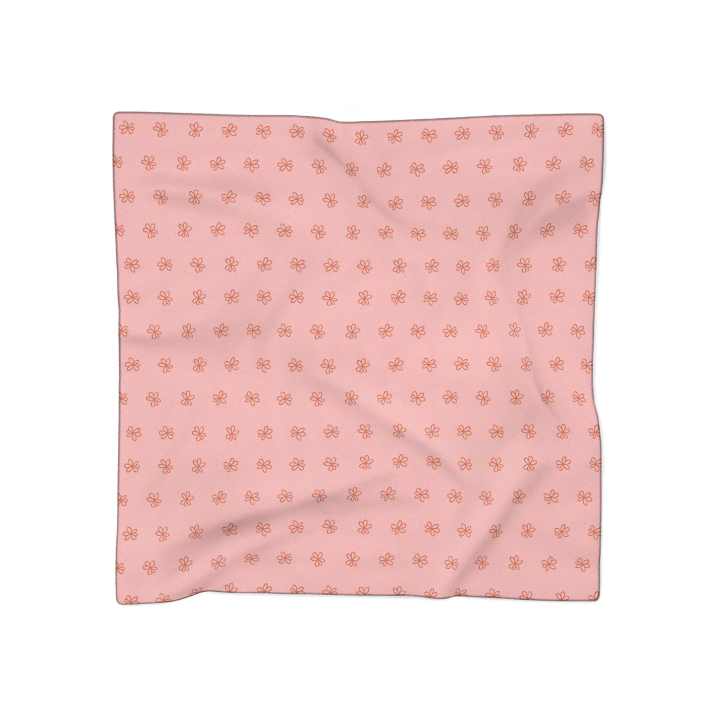 Pink Meadow Flowers Square Poly Scarf