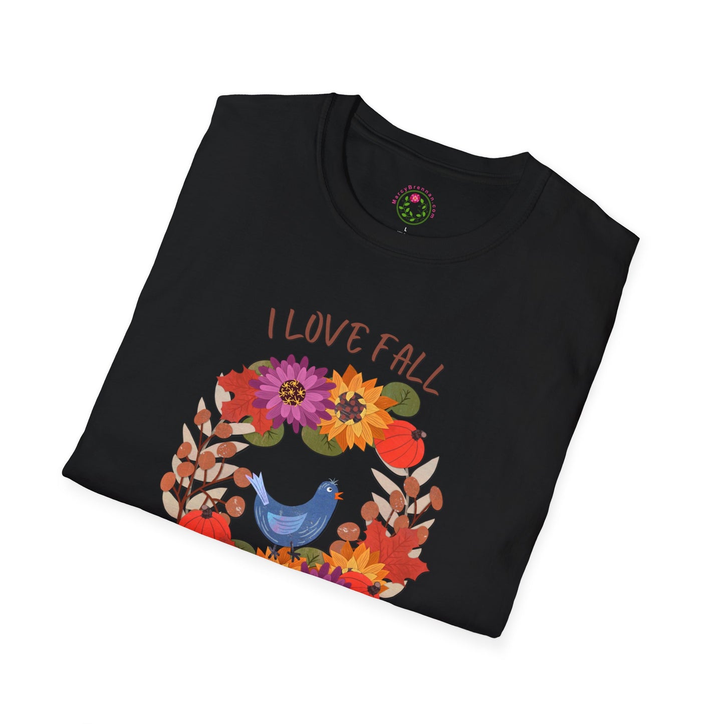I Love Fall Most of All Autumn Wreath Collage Softstyle T-Shirt