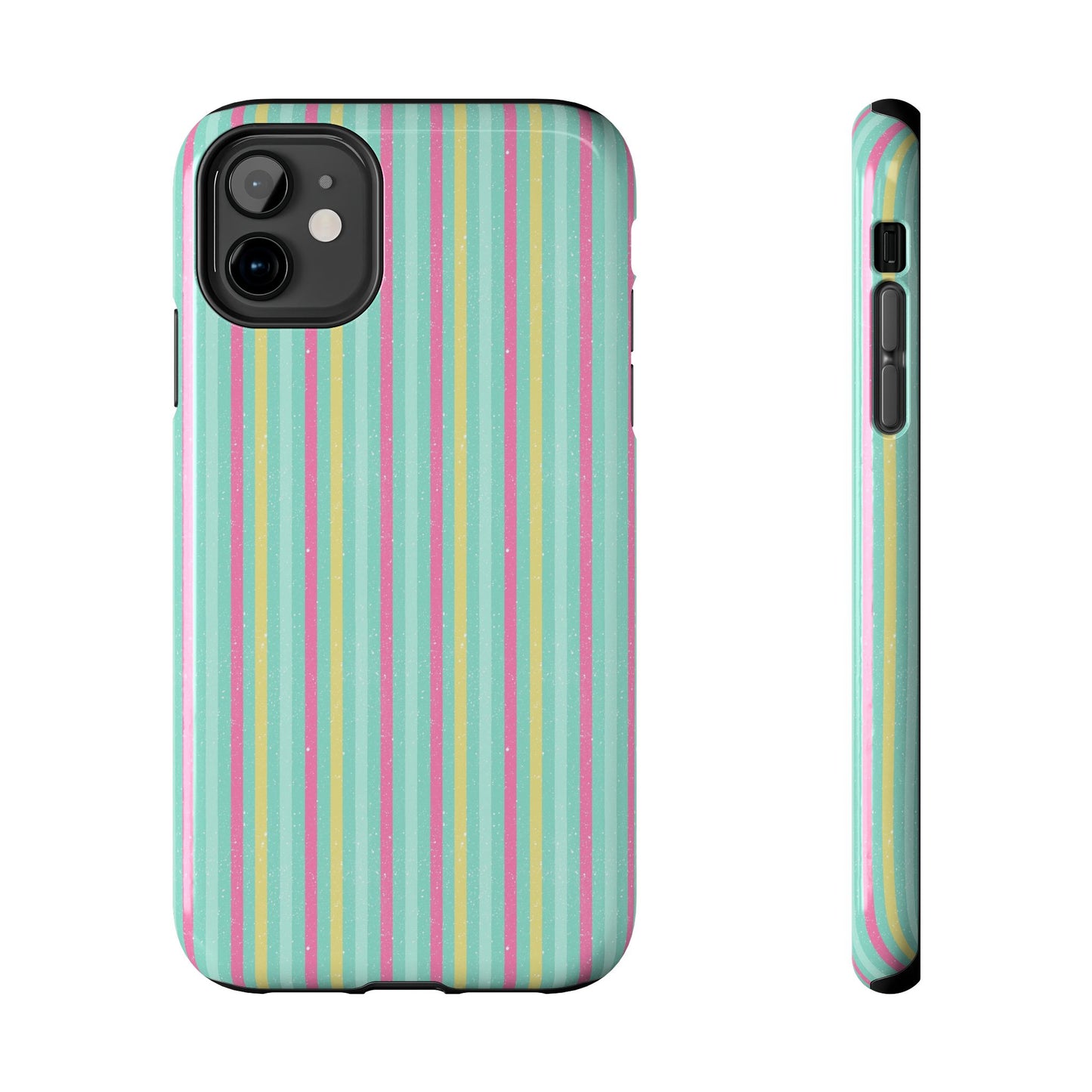 Pastel Christmas Stripes on Turquoise Tough Phone Cases