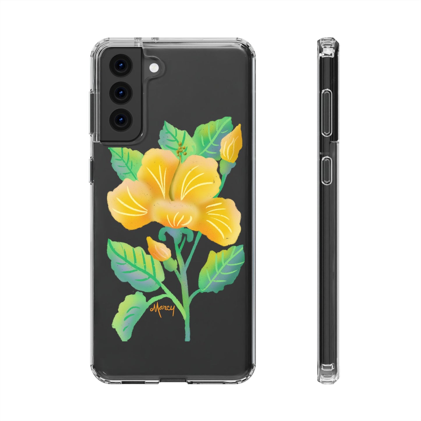 Yellow Hibiscus Blossom Clear Cases