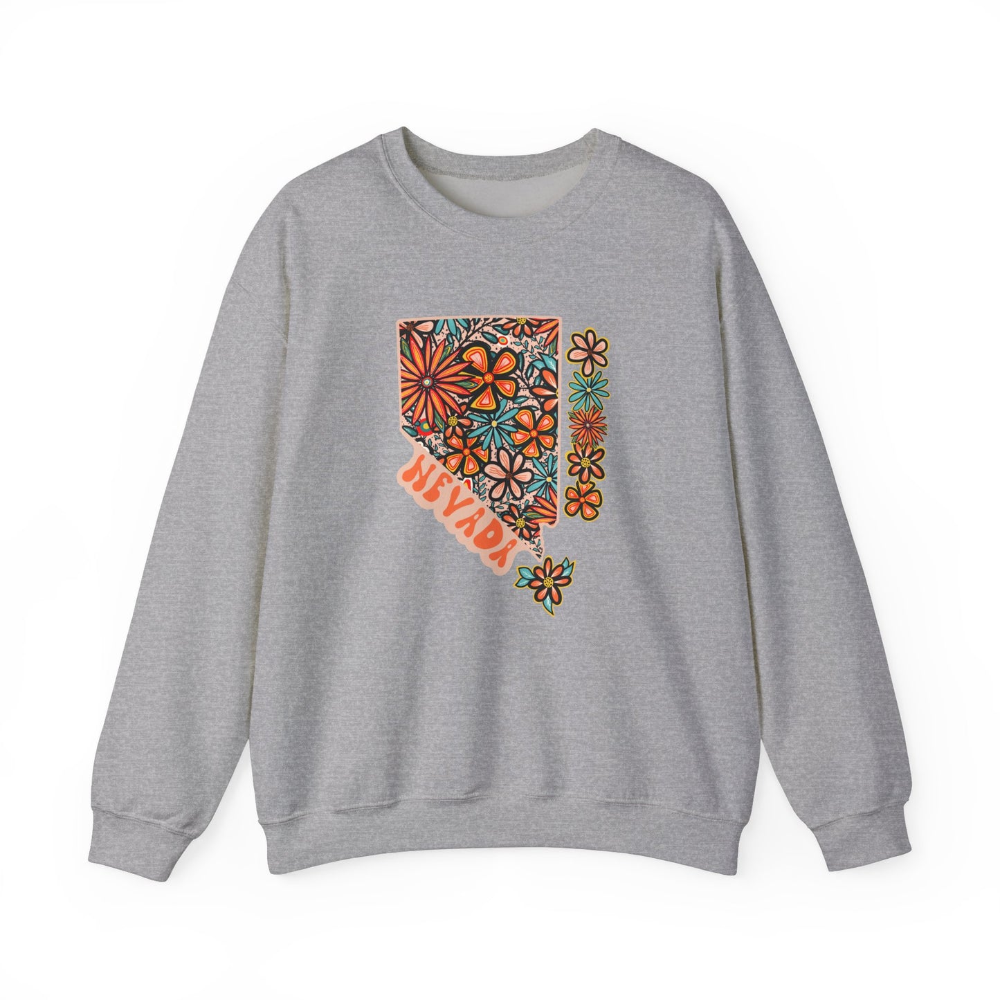 Copy of Retro 70s Flowers Nevada State Design — Heavy Blend™ Crewneck Sweatshirt