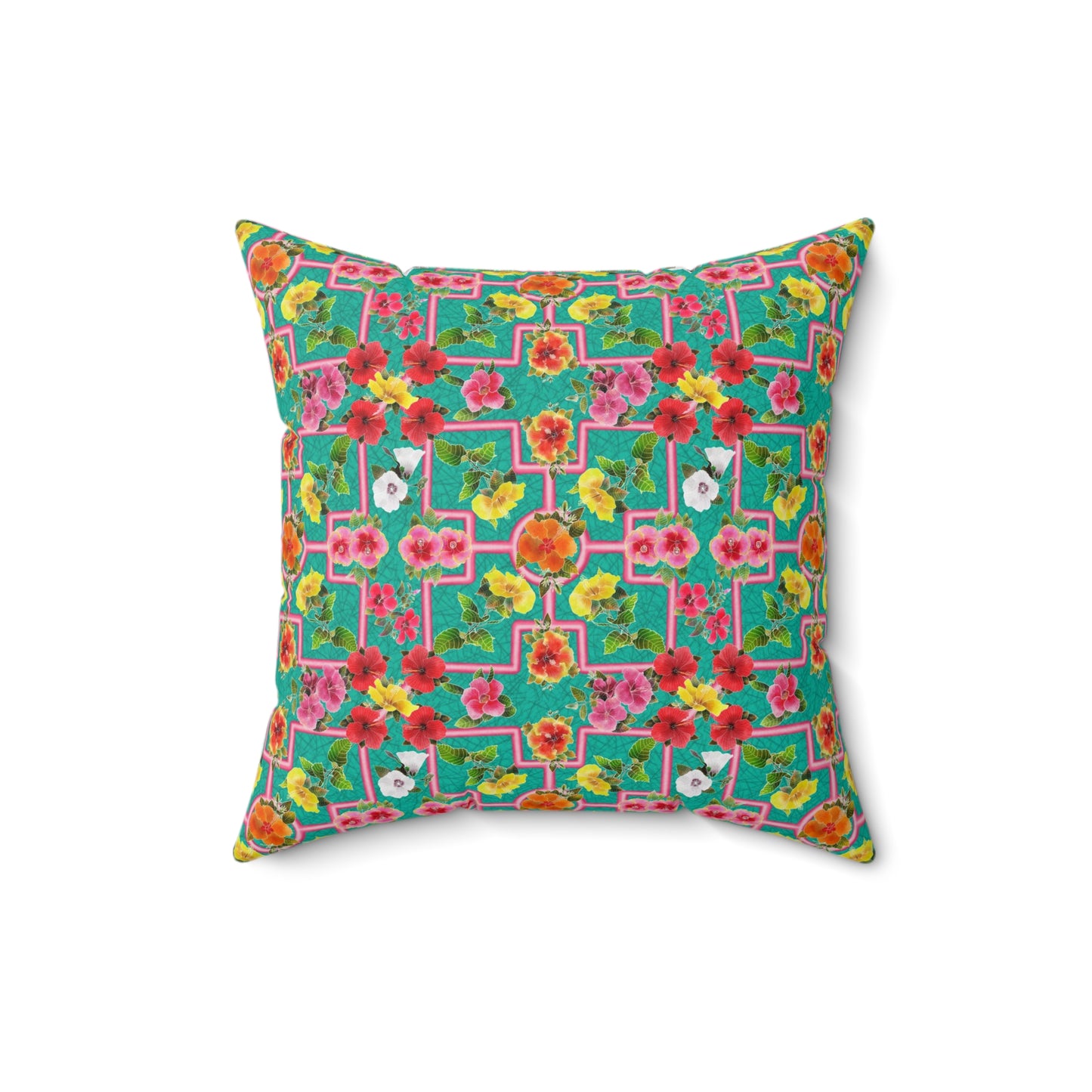 Formal Hibiscus Garden Spun Polyester Square Pillow