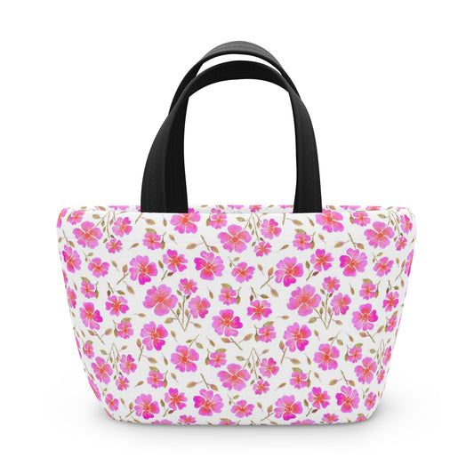 Hot Pink Wild Roses Lunch Bag
