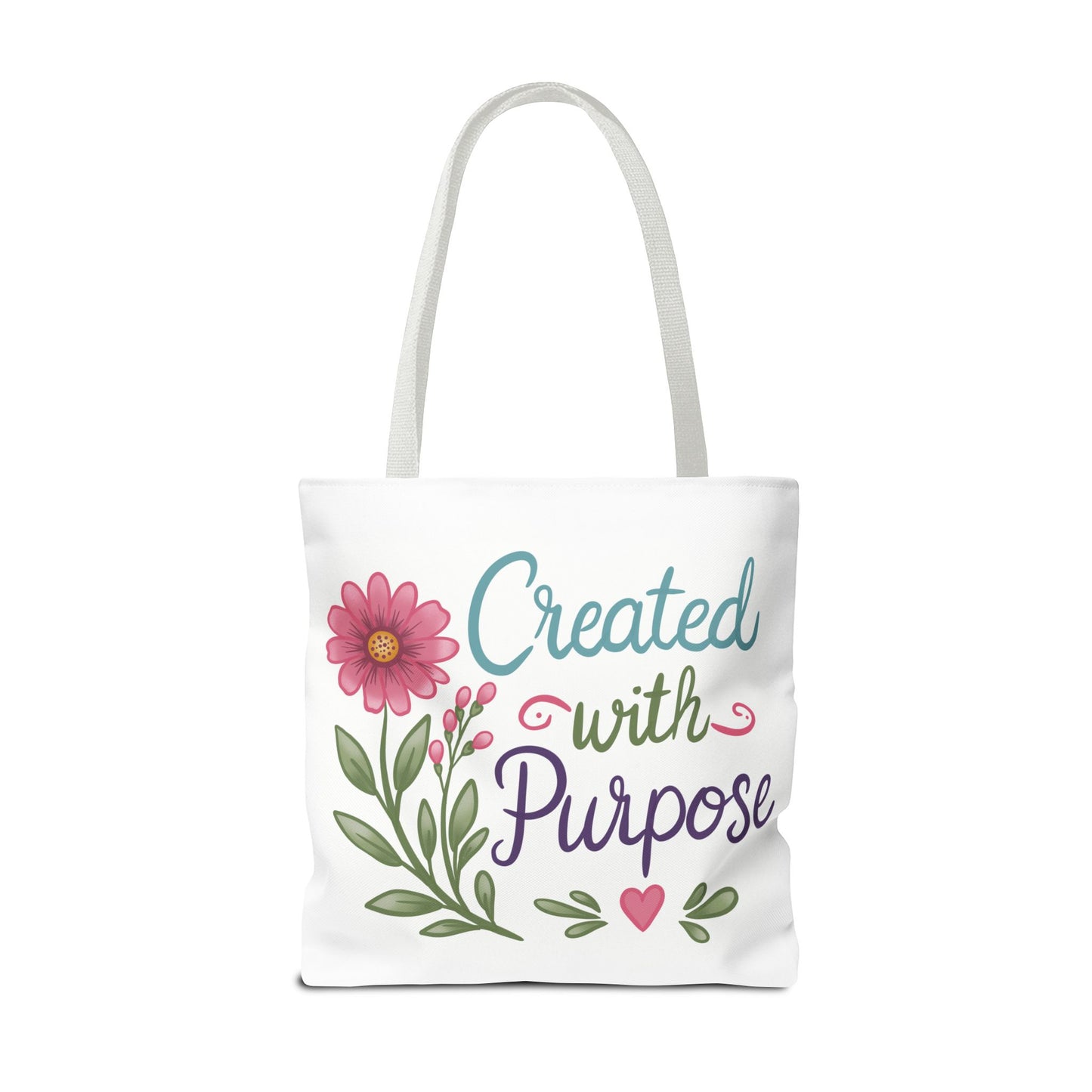 Created with Purpose Tote Bag — Floral Inspirational Canvas Tote