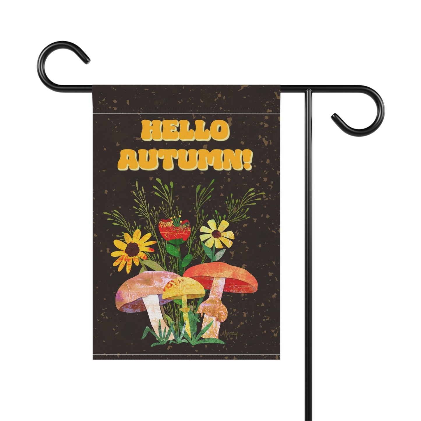 Shrooms n Fleurs Collage Hello Autumn Garden Banner