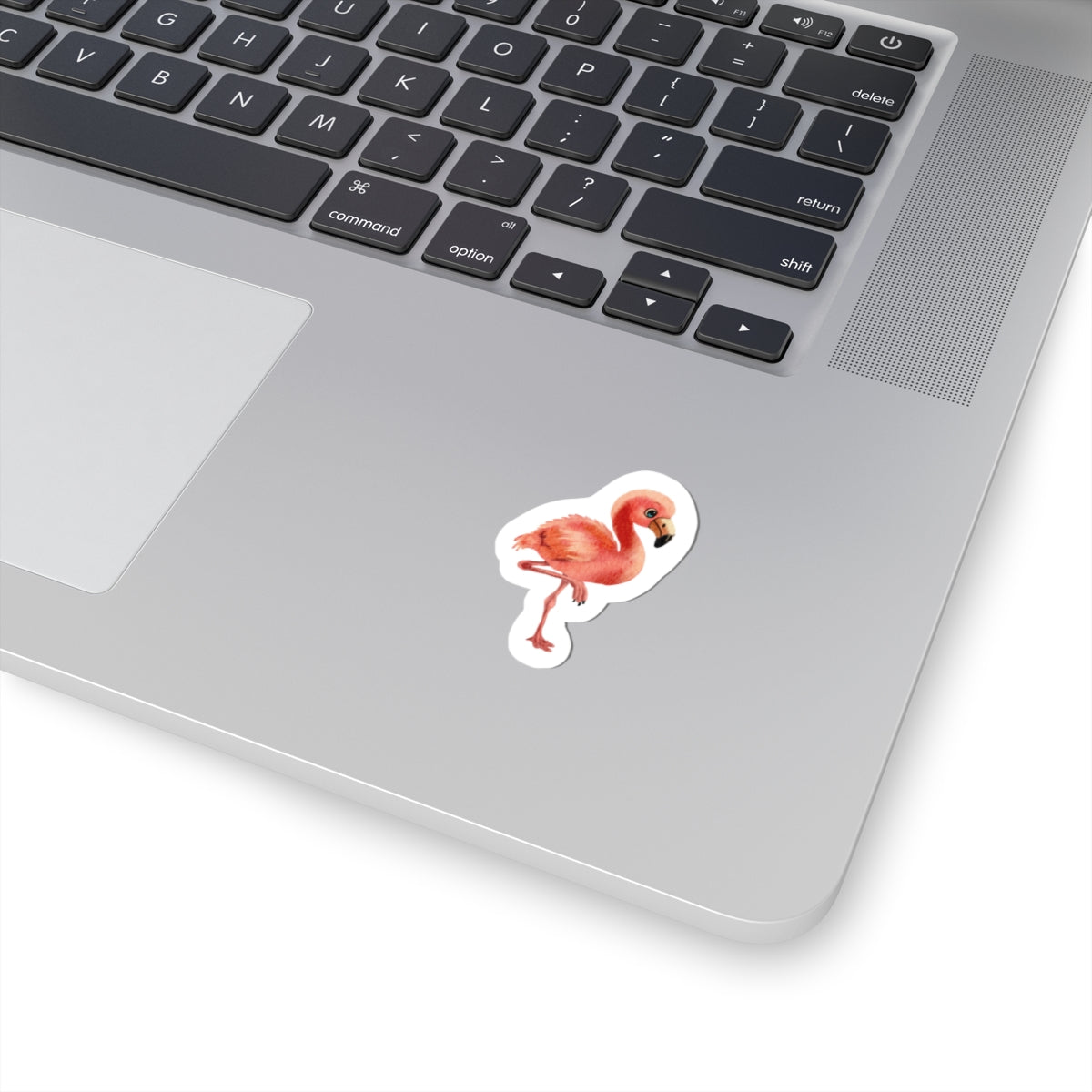 Baby Flamingo Kiss-Cut Sticker — Watercolor Nursery Decal for Laptops, Planners & Baby Shower Favors