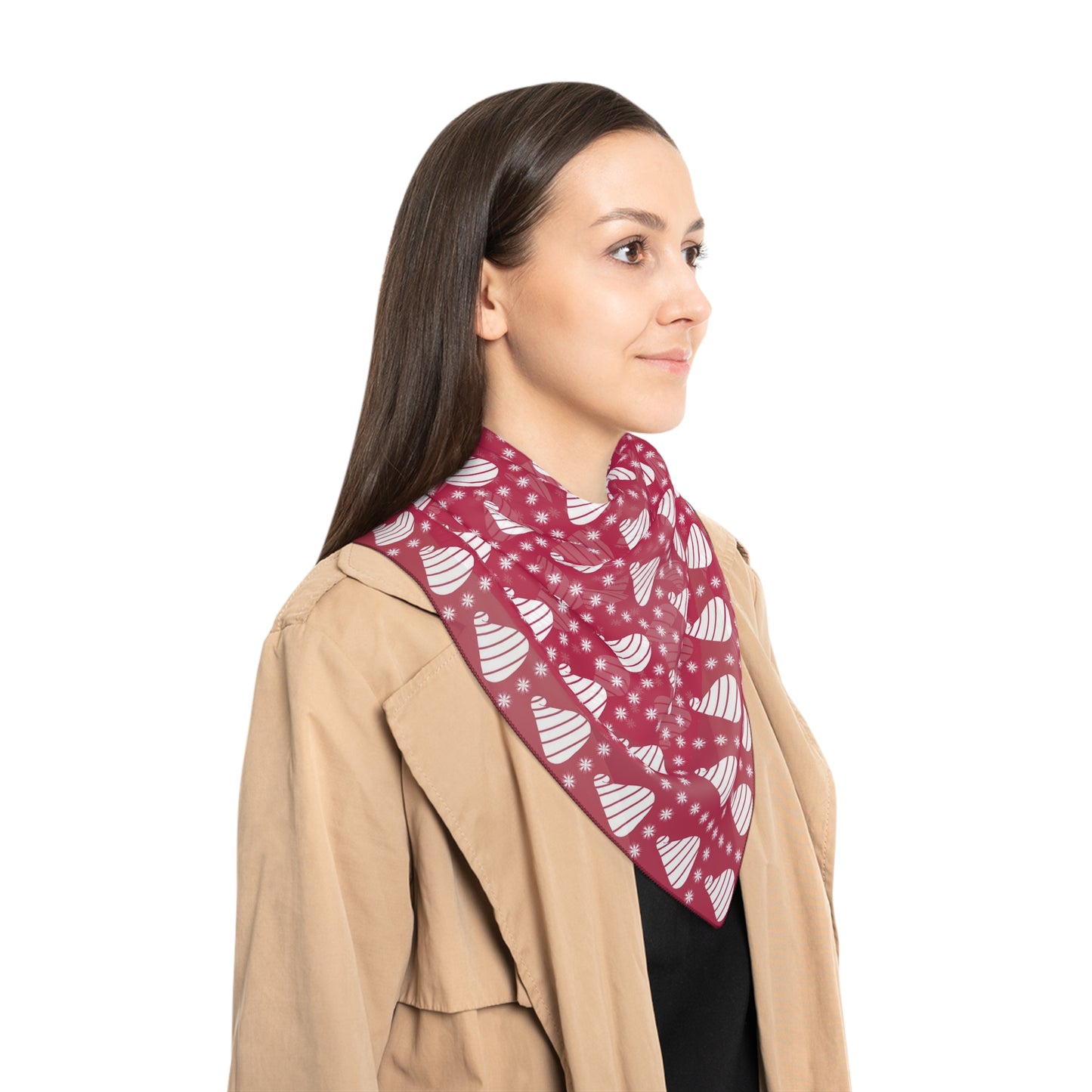 Peppermint Kisses Square Poly Scarf