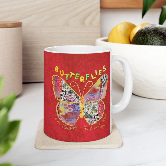 Boho Butterfly Collage Ceramic Mug 11oz & 15oz