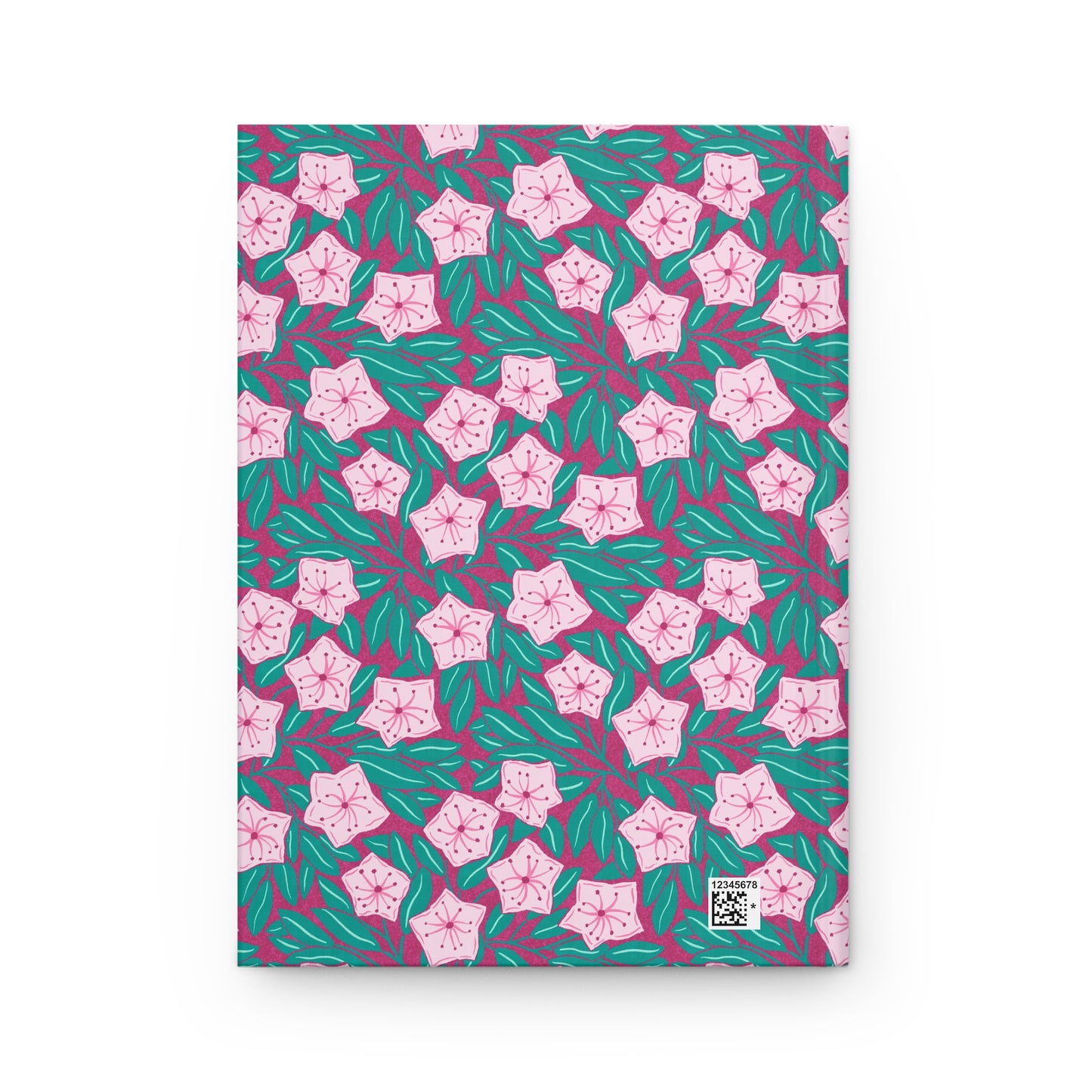 Pink Mountain Laurel Blossoms Hardcover Journal — Pink Blossoms on Teal — Matte Notebook for Notes & Gifts