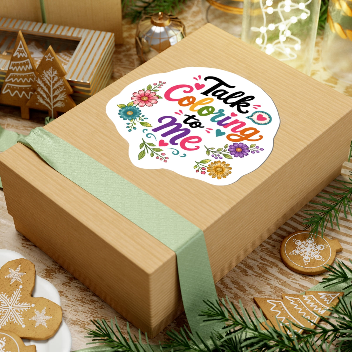 Talk Coloring to Me Sticker — Floral Coloring Lover Laptop Sticker