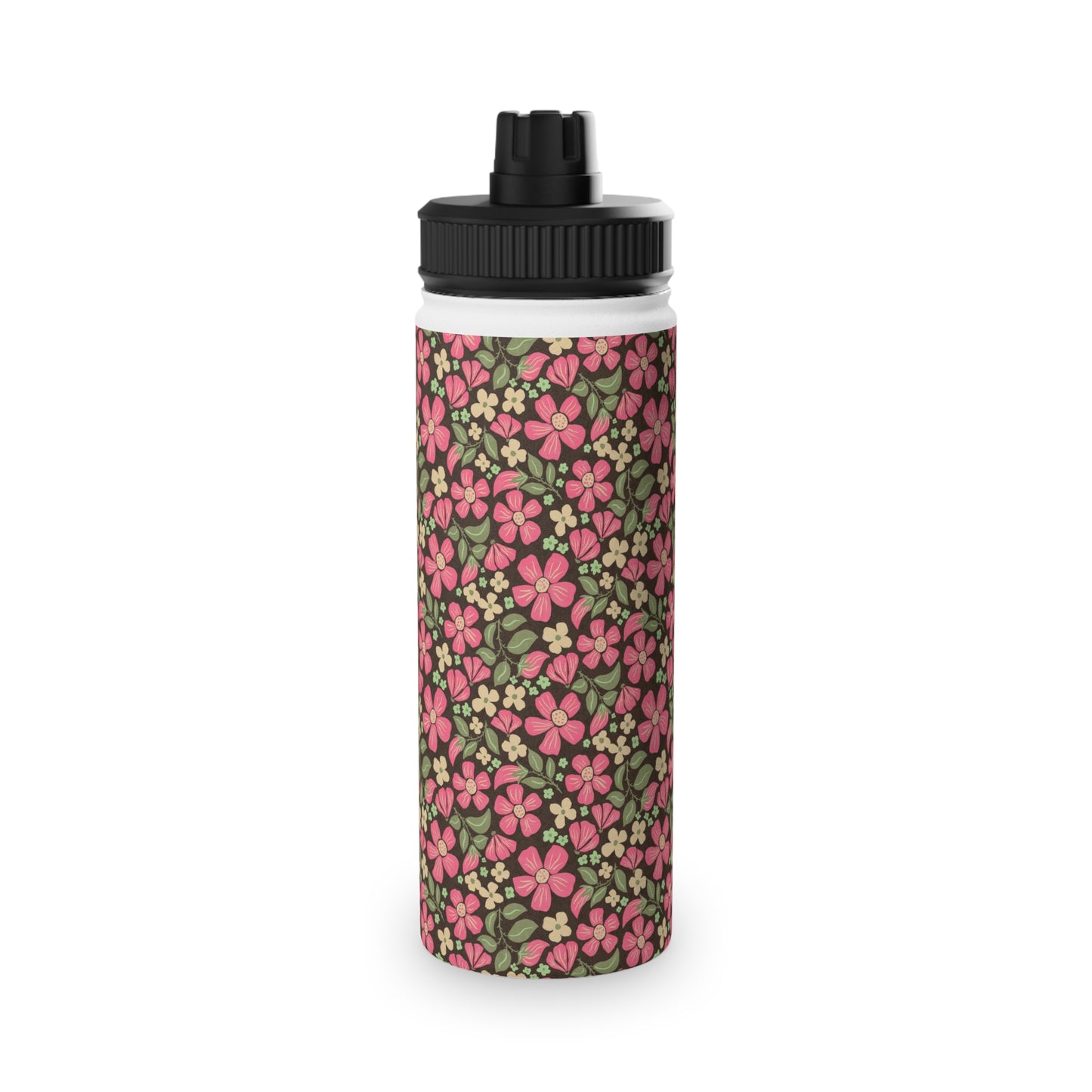 Wild Rose Meadow Water Bottle – Stainless Steel Sports Lid