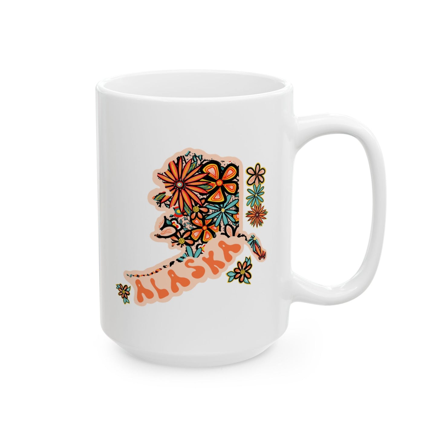 Retro 70s Flowers Alaska Ceramic Mug 11 oz and 15 oz