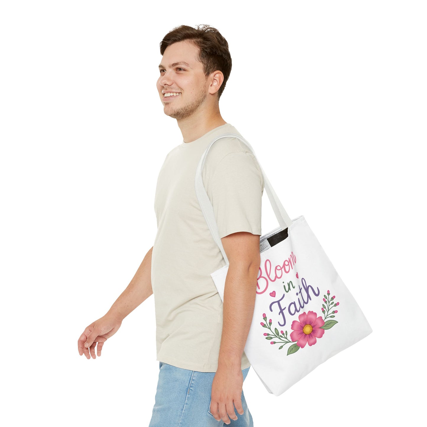Bloom in Faith Floral Tote Bag — Inspirational Scripture Gift
