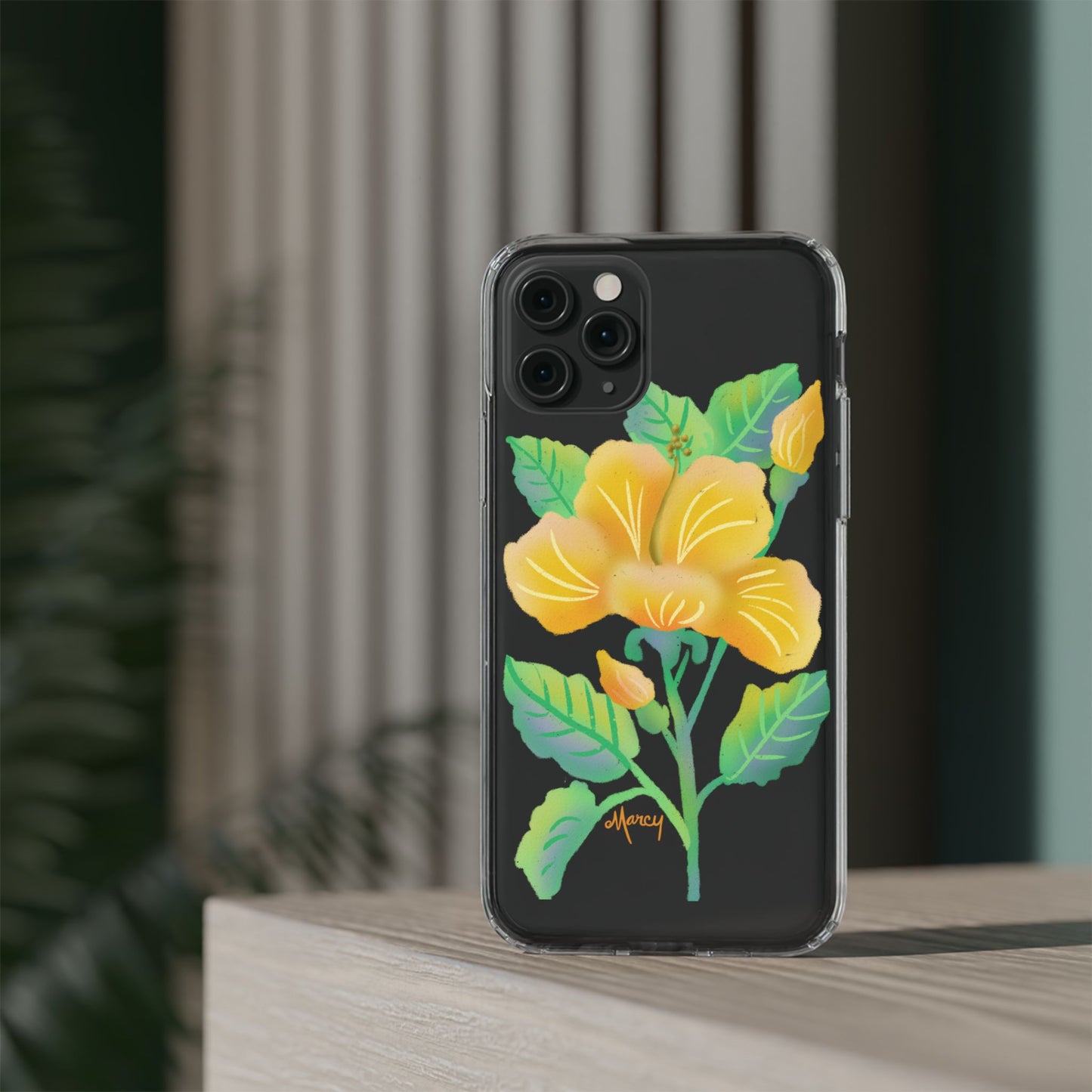 Yellow Hibiscus Blossom Clear Cases