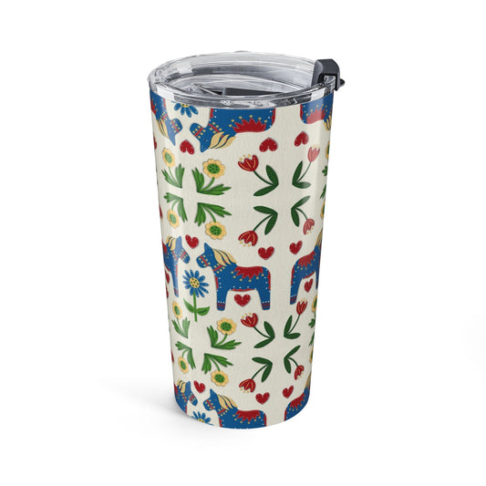 Swedish Folk Art Dala Horse Tumbler