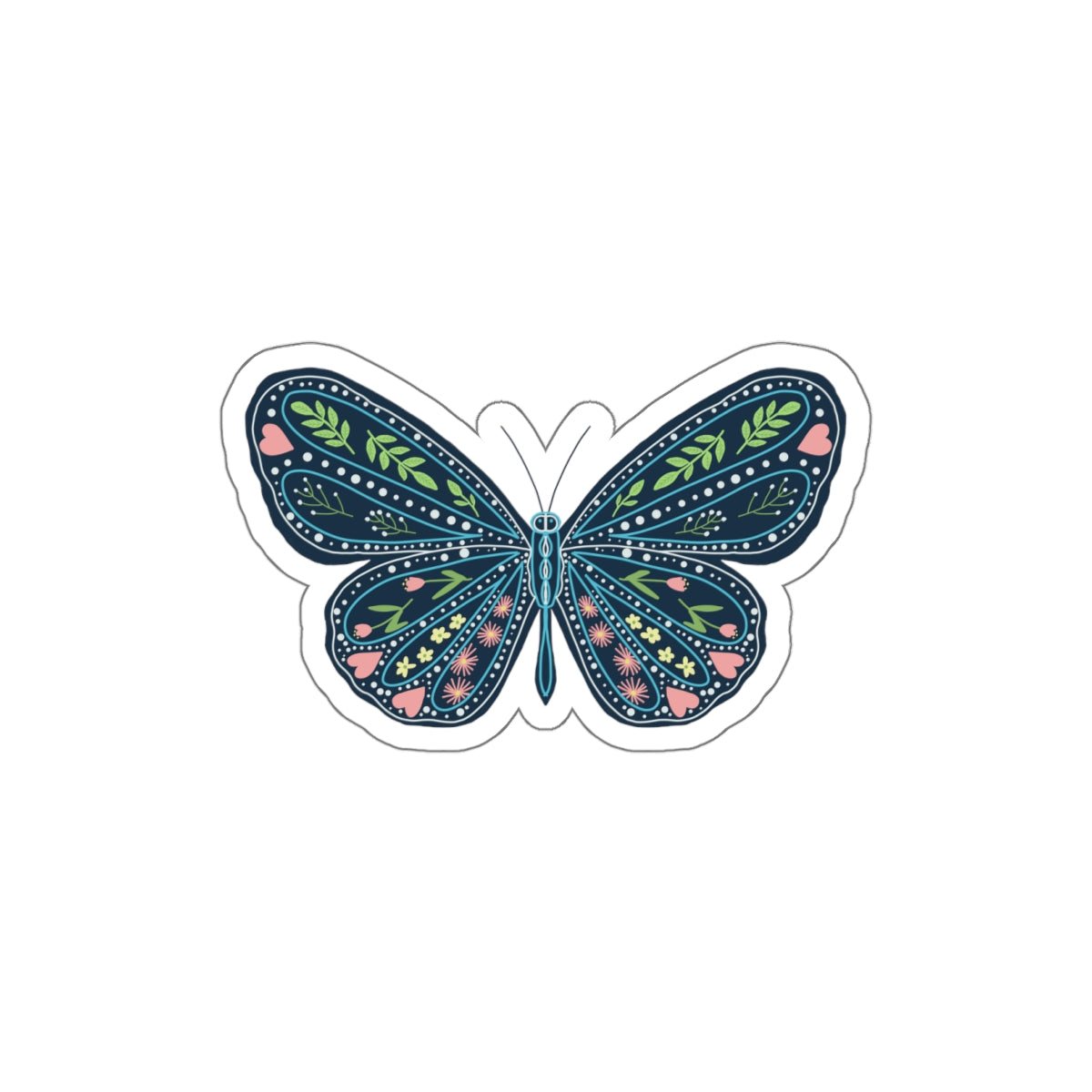 Folk Art Butterfly Die Cut Sticker