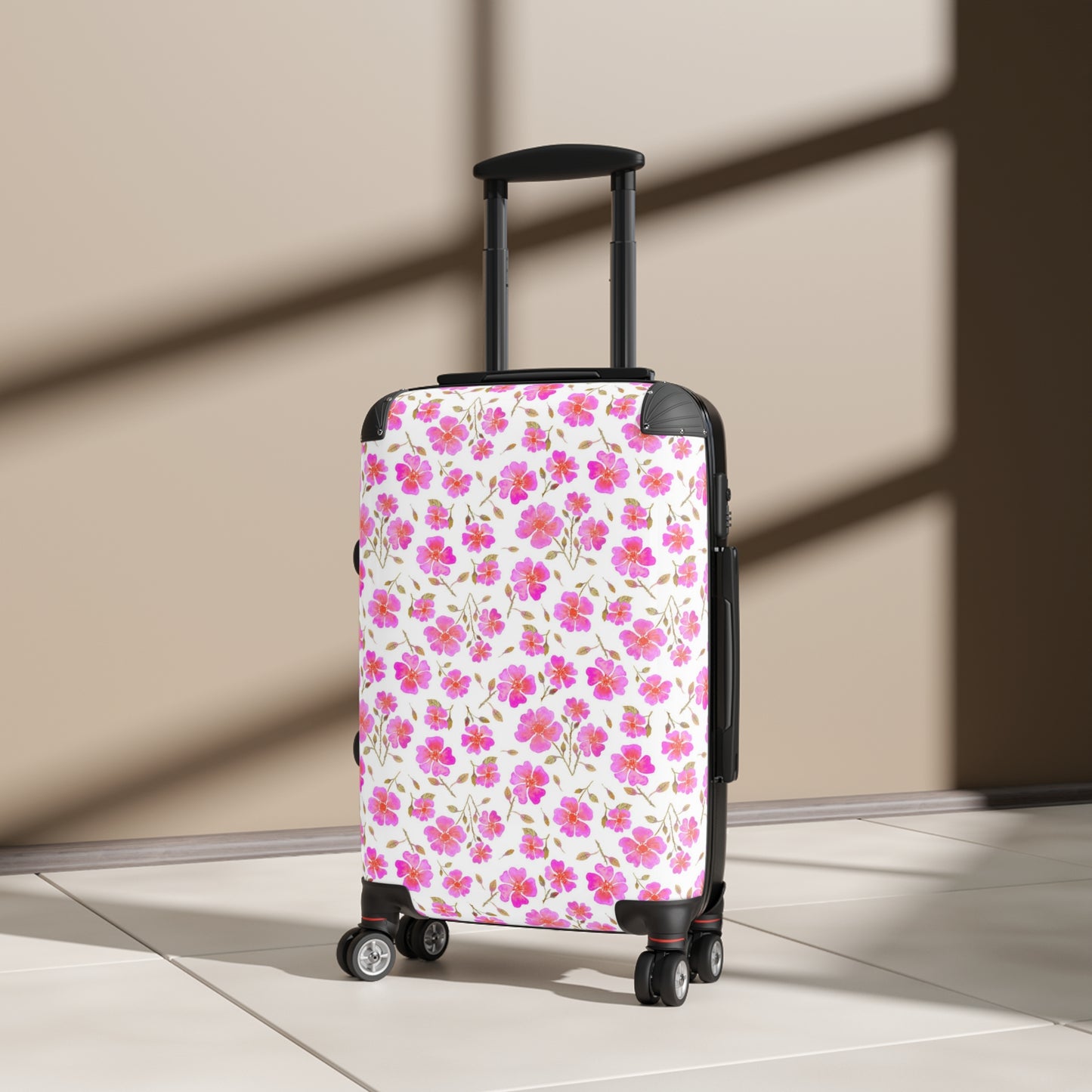 Hot Pink Wild Roses Hardside Spinner Suitcase