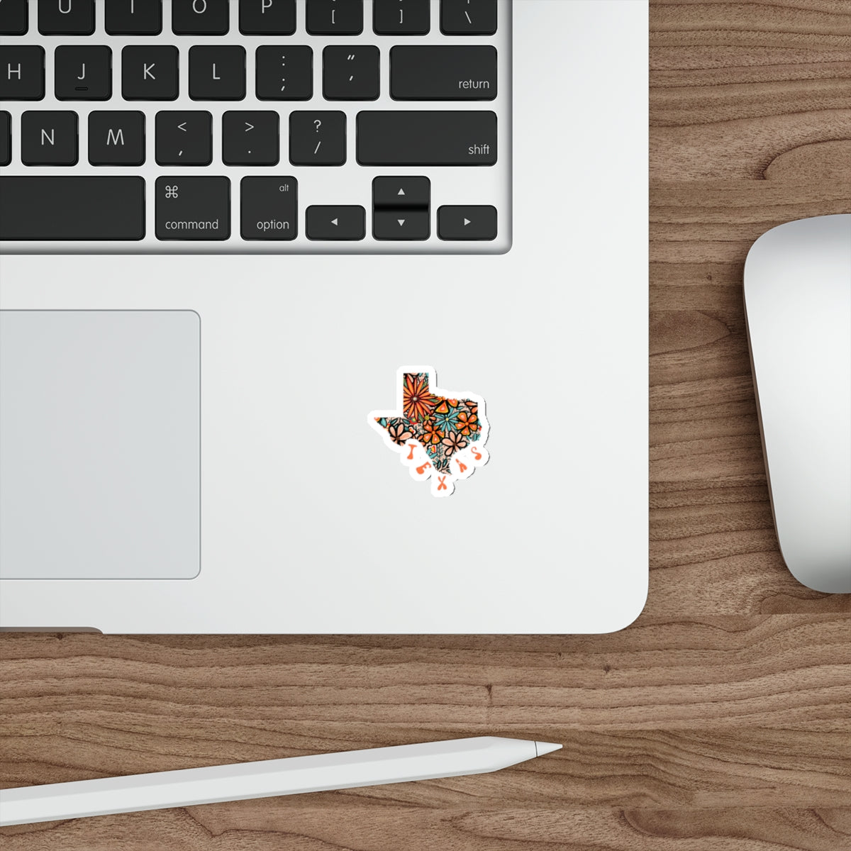 Texas State Sticker | Vinyl Artist Designed Illustration Featuring Texas State Filled With Retro Flowers with Retro Hand-Lettering Die-Cut Stickers