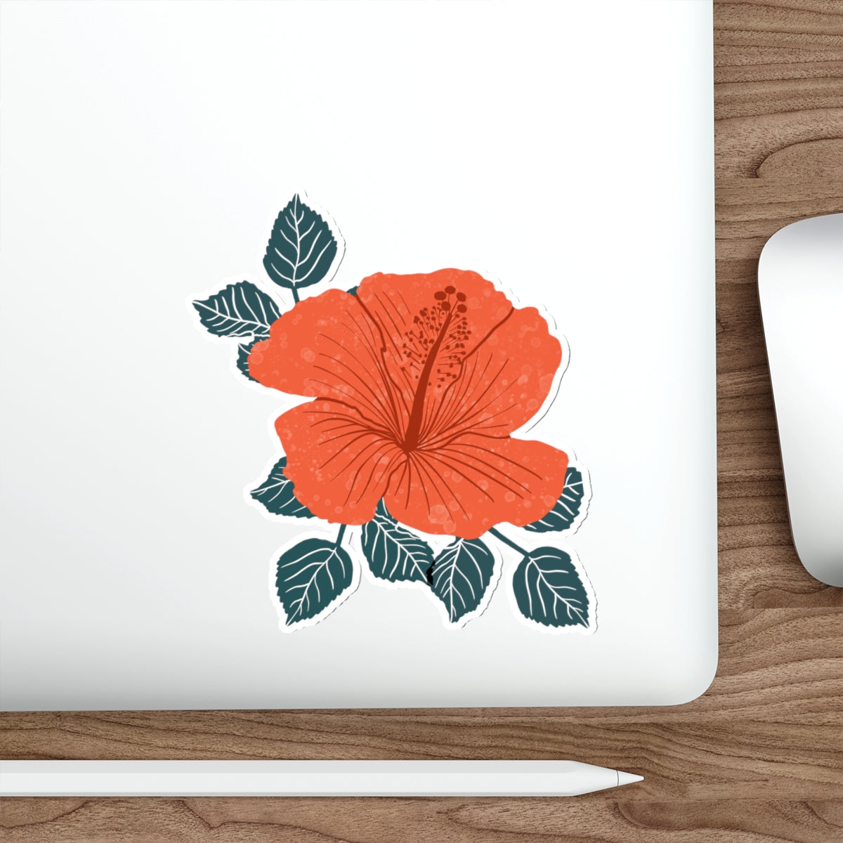 Orange Hibiscus Die Cut Sticker