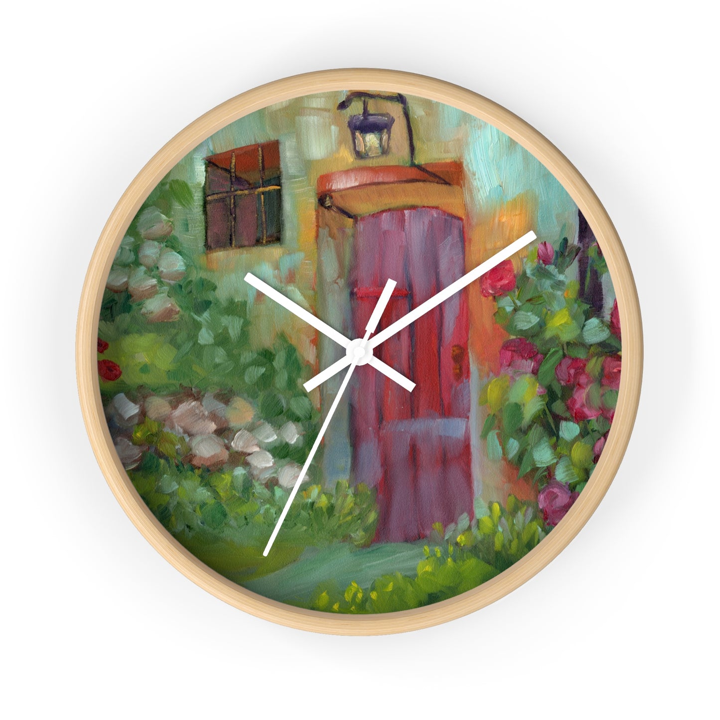 Cottage Garden Wall Clock — Colorful Floral Doortime Decorative Clock
