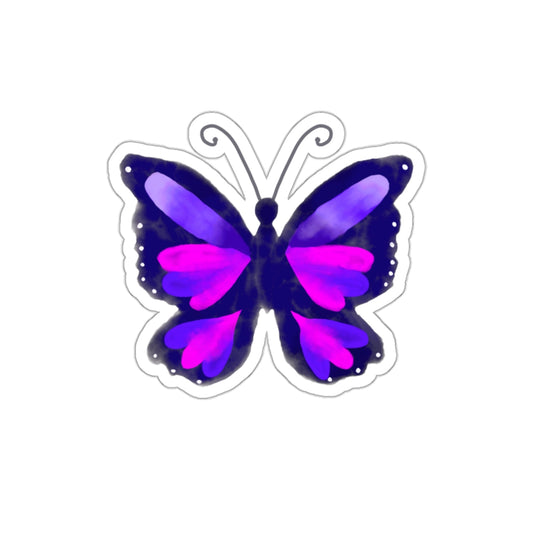 Frida Pink and Purple Watercolor Butterfly Die Cut Sticker